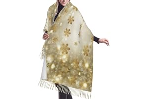 hgnblsip Gold Silk Christmas Print Fashion Scarf For Women Lightweight Soft Scarves Fall Winter Fashion Shawl Wrap With Fring