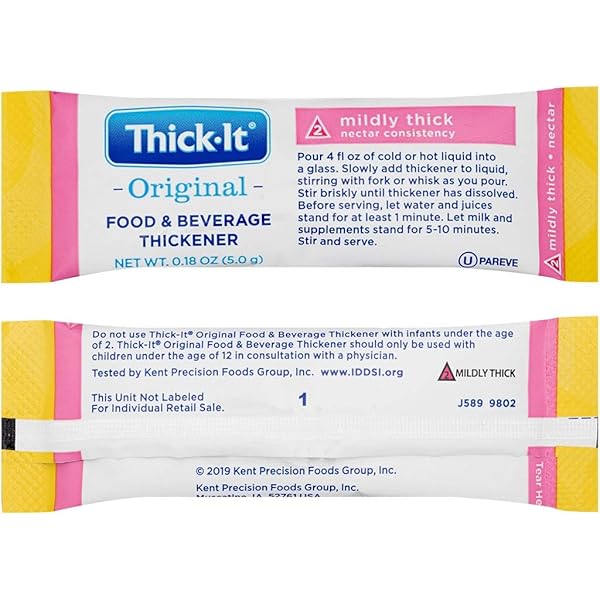THICK-IT ORIGINAL FOOD & BEVERAGE MILDY THICK SINGLE-SERVE PACKETS FOR DYSPHAGIA (IDDSI), NECTAR CONSISTENCY, DIGESTIBLE SWALLOWING AID, EASY-TO-MIX & INSTANT DISSOLVE, 5G PACKET (200 PACK)