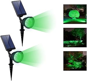 CANAGER Solar Spotlights Outdoor,Waterproof Solar Powered Landscape Lights for Yard,Garden,Driveway-Green-2Packs