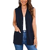 Veryoung Women's 2026 Sleeveless Button Down Cardigan Sweaters Fashion Casual Soft Knit Office Duster Vests with Cozy Pockets