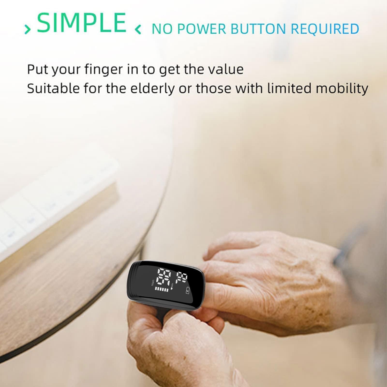 Pulse Oximeter Fingertip, Rechargeable Blood Oxygen Saturation Monitor, Accurate Fast SpO2 Reading (Black)
