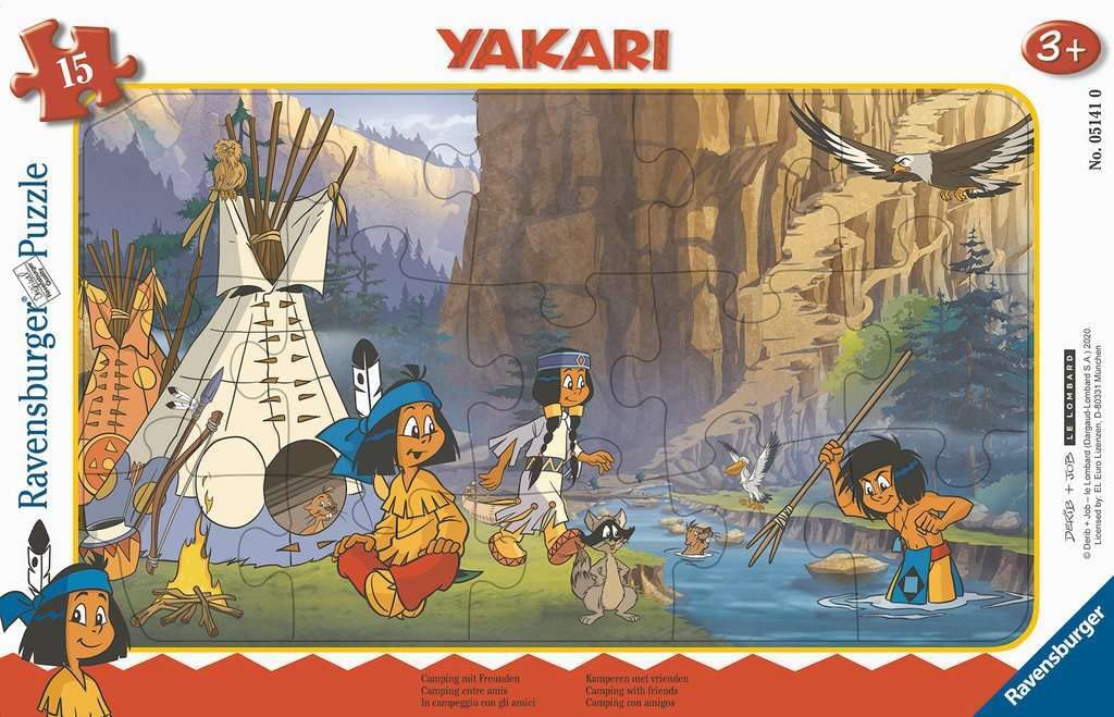 Ravensburger Children's Puzzle - 05141 Camping with Friends - Frame Puzzle for Children from 3 Years, Yakari Puzzle with 15 Pieces