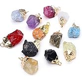 LHJ 12 Pcs Natural Stone Pendants Random Irregular Shape Raw Healing Crystal Agate Charms for Jewelry Making Necklace Gift