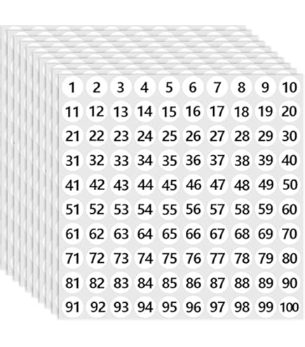 Autocollants Numérotés,7X Numéros Consécutifs Petits
