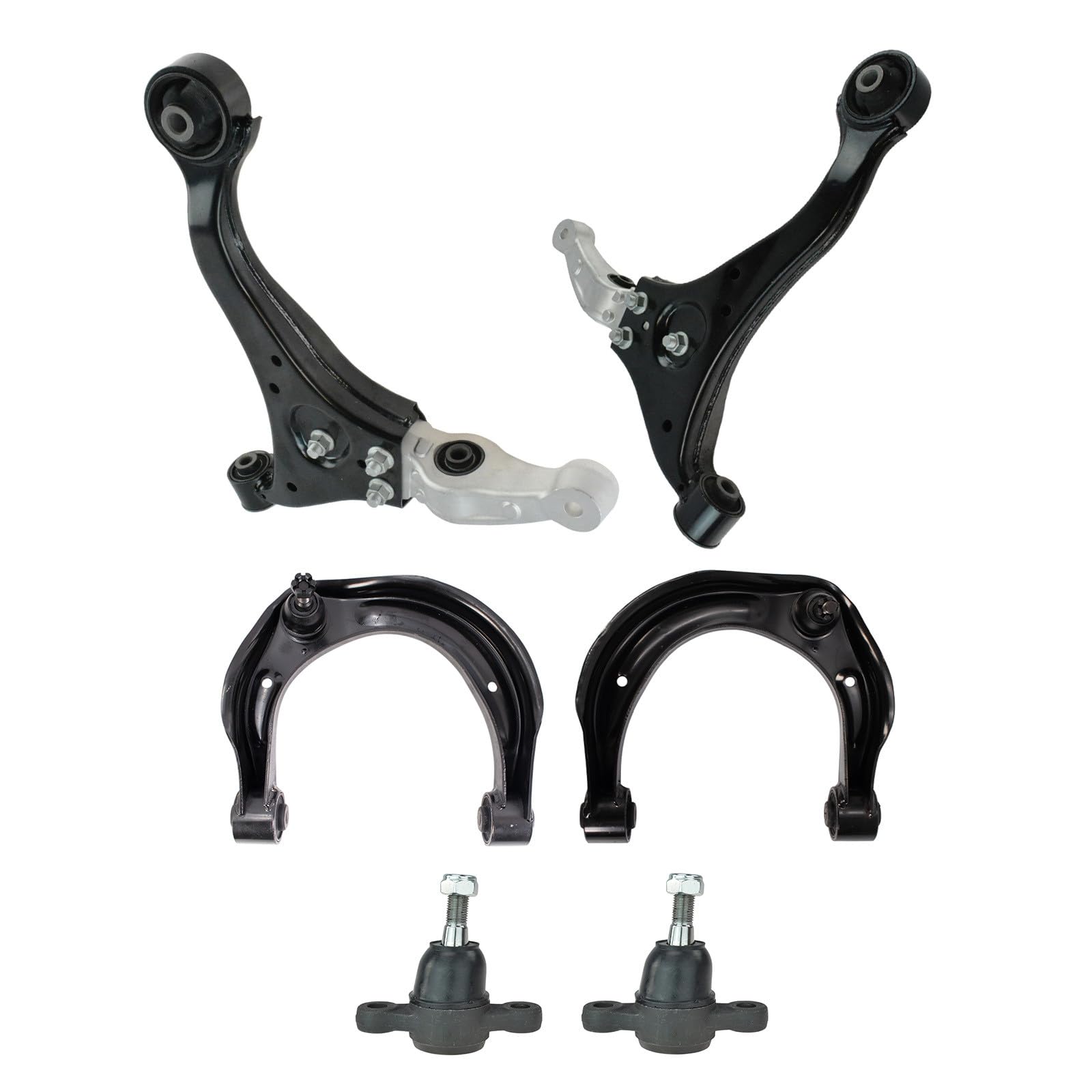 TRQ Front Upper and Lower Control Arm with Ball Joint Set 6 Piece Compatible with 2006 Hyundai Sonata Image