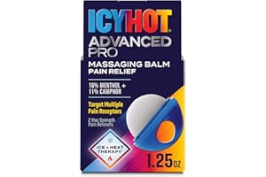 Icy Hot Advanced PRO Pain Relief Massaging Balm, Fast-Acting Max Strength Pain Relief With Menthol 16% and Camphor 11% for Backaches, Joints, Muscle Strains and Arthritis, Essential Oil Scent, 1.25 oz