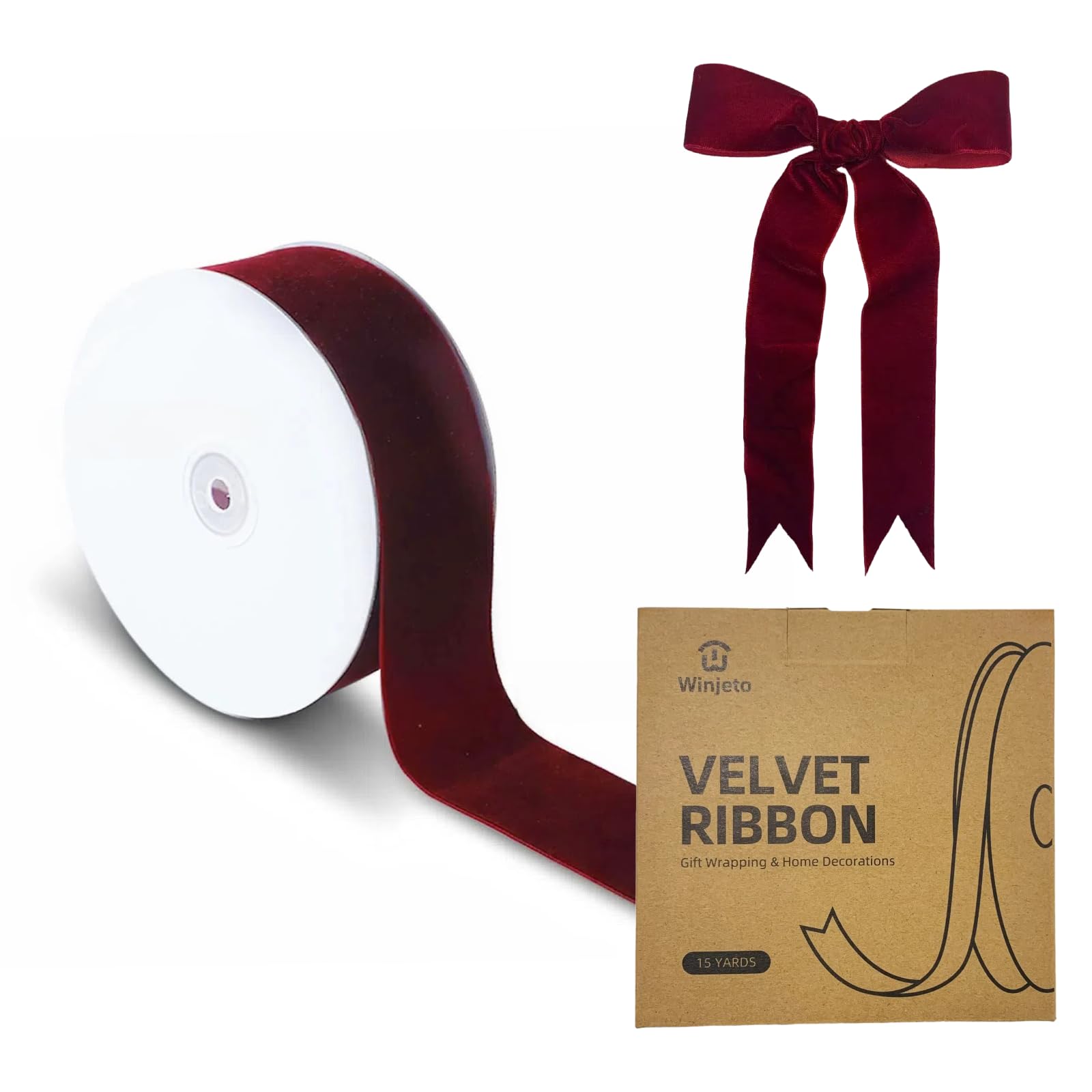Photo 1 of 15 Yards Velvet Ribbon 1-1/2 Inch Single Face Red Velvet Ribbon Spool Prefect for Wedding, Ribbons for Gift Wrapping, Christmas Tree Ornaments Wreath Hair Bows, Ribbons for Crafts