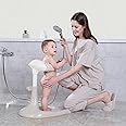 Baby Hug Bath Tower for Standing Up Themselves, 6-18 Months Toddler Shower Stand Support, Bathing Seat Chair Handle, Free Mother Hands, Easy Setup, Safe Design, Adjustable Size(Off White-New Edition)