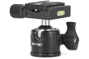 BZTAC Tactical Tripod Ball Head Mount for Rifle Tripod Gun Rest, Arca Swiss Plate with 1/4" Screw, 3/8" Thread Mount Low Gravity Metal 28mm Diameter Ball 360° Panorama Rotation Ball Head