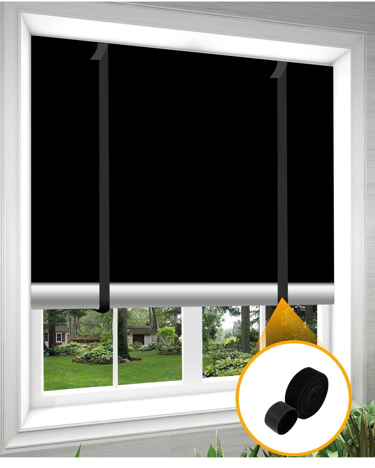 AICOYA Blackout Blinds, Portable Blackout Blind with Suction Cups 240x145cm, Blackout Blinds Stick on Windows, No Drilling