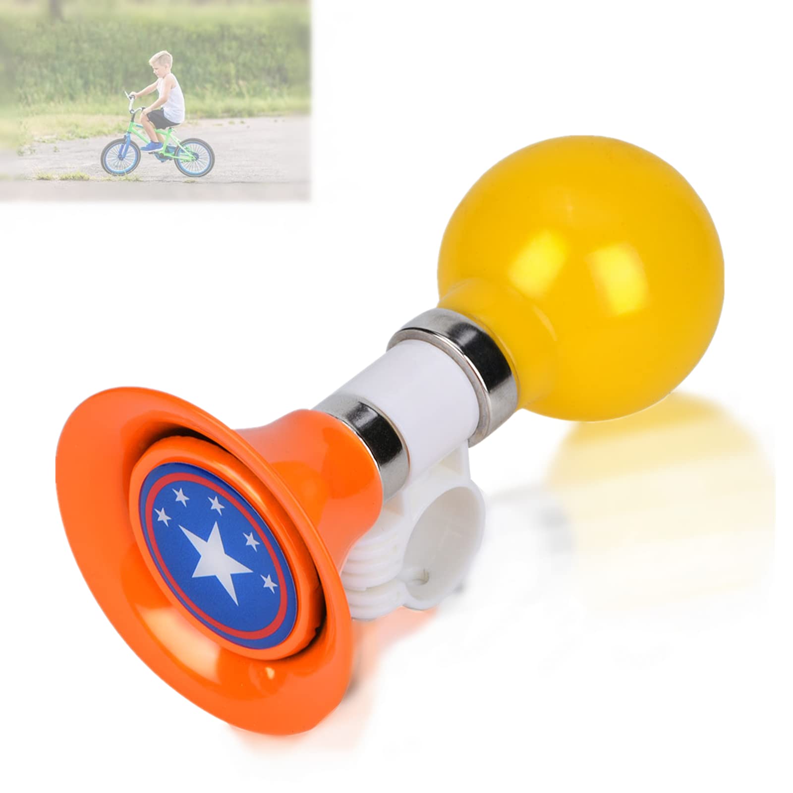 Rubber Children Bike Horn, Metal Rubber Loud Children Bike Horn Bike Warning Bell for Boys Girls Bike Accessory (Orange)
