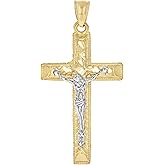 Jewels By Lux 10kt Two-Tone Gold Mens Women Nugget Textured Crucifix Cross Religious Charm Pendant