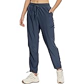 MOURCE Womens Hiking Pants Light Weight Quick Dry Elastic High Waist Cargo Joggers with 4 Zippered Pockets