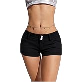 WDIRARA Women's Low Rise Denim Shorts Y2k Stretch Mini Jean Shorts Streetwear