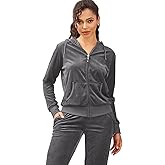 LeeHanTon Womens 2 Piece Outfits Velour Tracksuits Long Sleeve Sports Sweatsuits Jogging Velvet Lounge Set