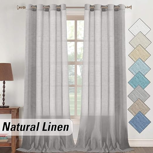 Amazon Com Flamingo P Elegant Sheer Linen Curtains 108 Inch For