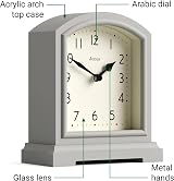 Jones Clocks Tavern Mantel Clock Small Modern Arch Grey Quartz view 6