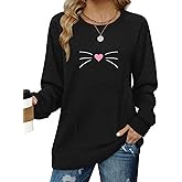 Yandino Long Sleeve Shirts for Women Casual Crewneck Sweatshirt 2025 Trendy Loose Basic Tunic Tops