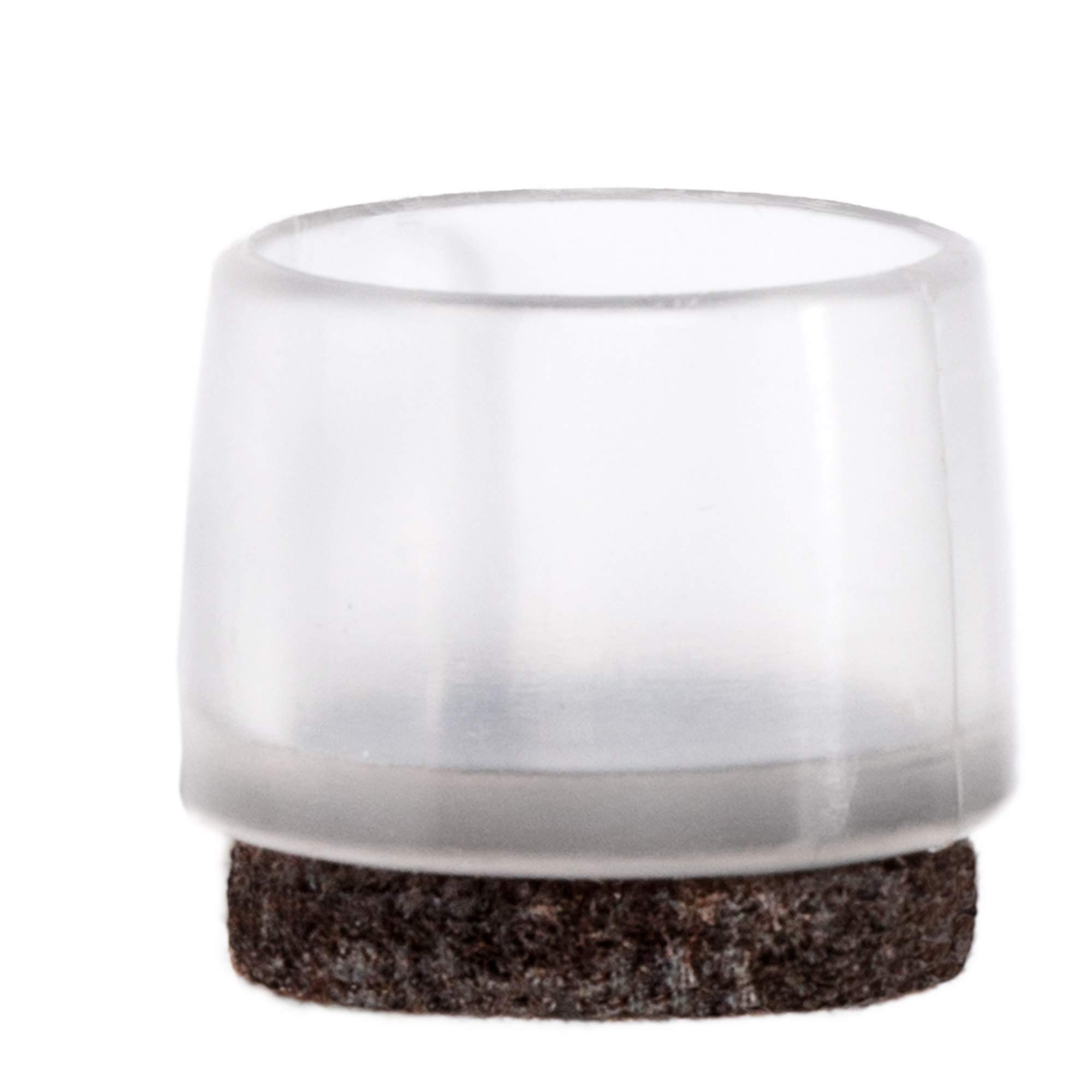Adsamm LG-F-TR-20-32 LG-F-TR-20 32 x Chair Leg Caps Floor Protectors End Caps with Felt, Transparent, Diameter 19-20 mm