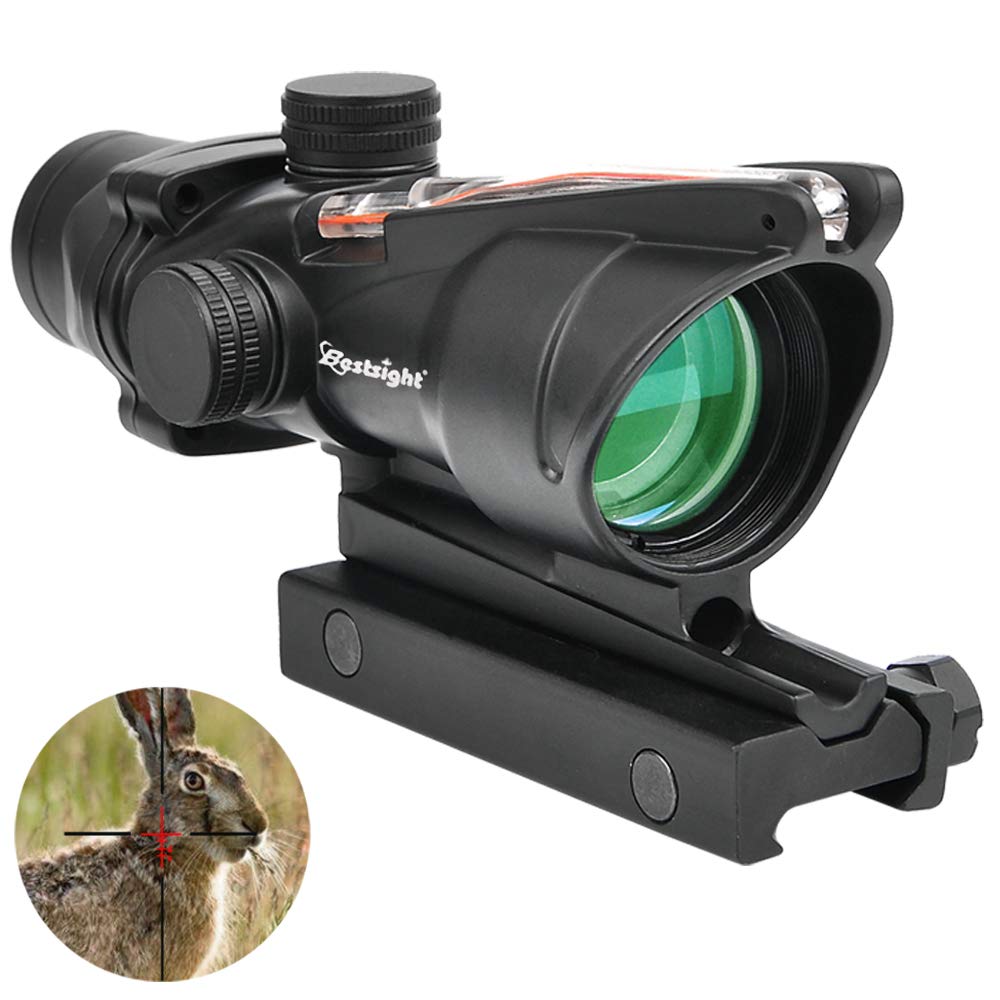 ACOG Style 4x32 Riflescopes True Fiber Red Illuminated Crosshair Airsoft Scope (Red Fiber)