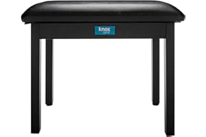 Knox Gear Piano Bench with Storage - Adjustable Keyboard Bench Seat with Leg Levelers - Black Padded 19 Inch Flip Top with Hidden Compartment for Sheet Music Storage, Music Books and Accessories