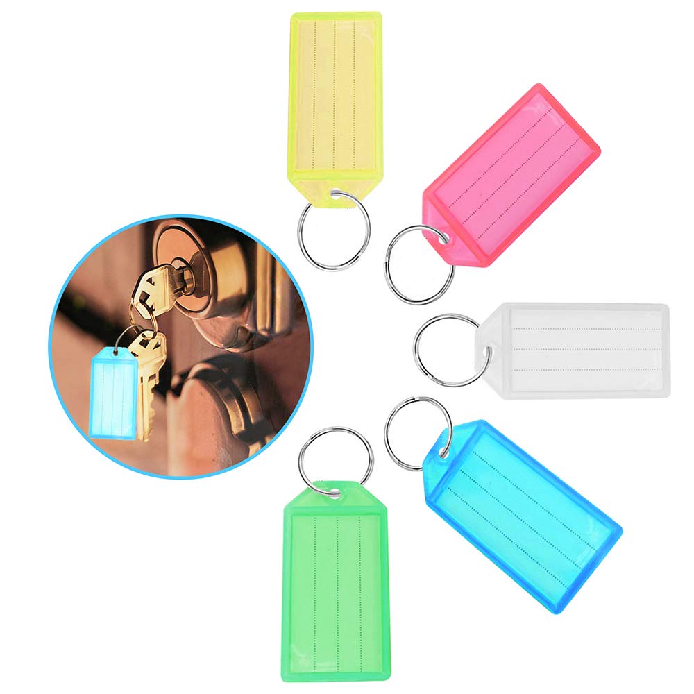 20 PCS Key Tags,XCOZU Coloured Plastic Key Fobs Tags Key Rings with Labels is Used for The Name ID Tags of The Key,Luggage,Pet and Bag,Writable Paper Card Keyring Tags with Split Ring Keys Tags