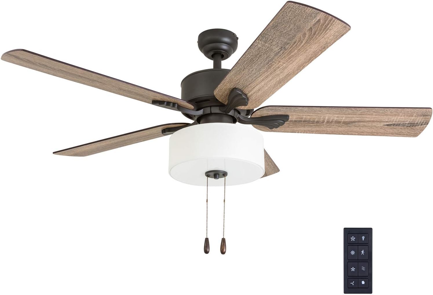 Prominence Home 50685-01 Snowden Farmhouse Ceiling Fan (3 Speed Remote), 52", Barnwood/Tumbleweed, Aged Bronze