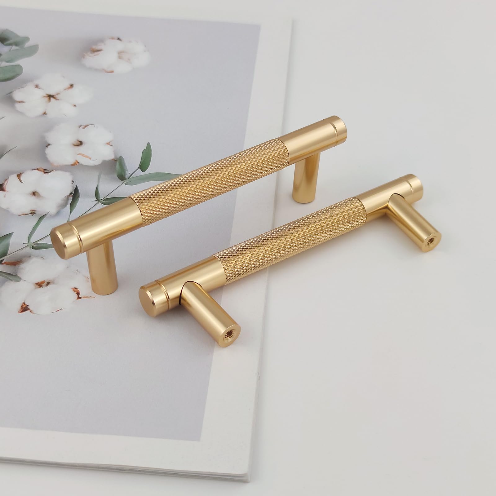 Pexintek 6 Pack Gold Modern Cabinet Handles 96mm Hole Centers Kitchen Bathroom bedrooms Study Furniture Door Vintage Pulls with Screws for Cupboards Drawer Wardrobe Dresser (Gold)