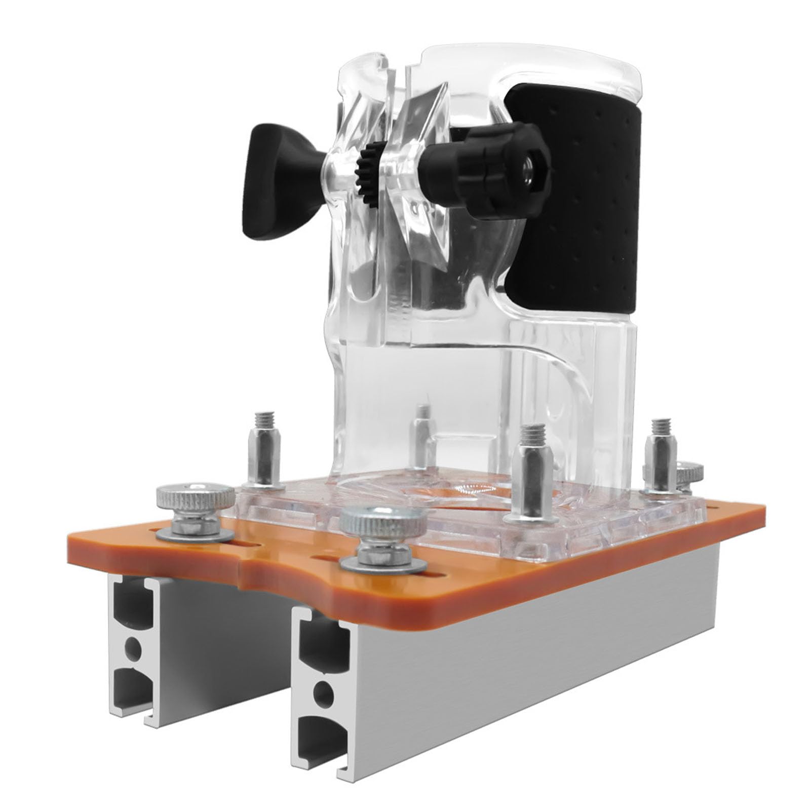 Wakects 2 in 1 Wood Router Base, Aluminum Alloy + Plastic Electric Trimmer Router Base Wood Palm Router Base Slotting Bracket for 65mm Dia Trimming Machine