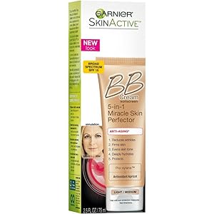 Garnier SkinActive Miracle Skin Perfector BB Cream Anti-Aging Light/Medium 2.5 oz (Pack of 3)