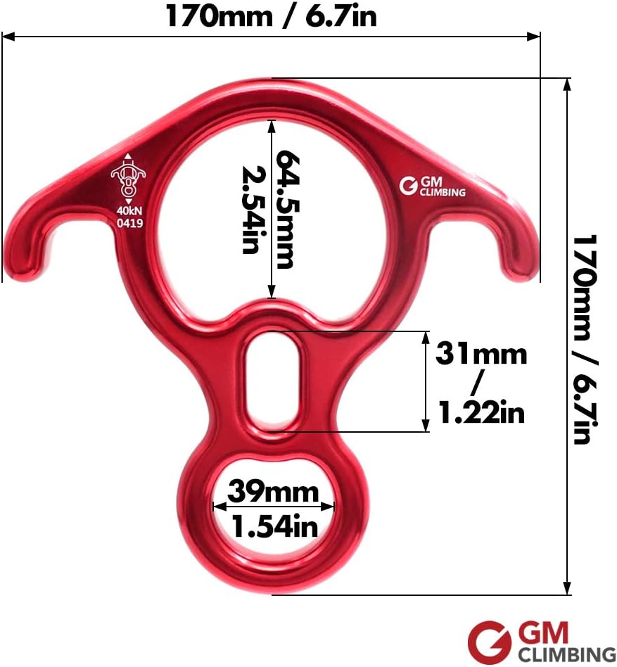 GM CLIMBING 40kN Rescue Figure 8 Descender with Bent-Ear Rappelling Gear Belay Device : Sports & Outdoors