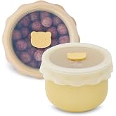 Firgi Ceramic Baby Food Storage Container, Airtight BPA-Free Jar with Silicone Lid, Unbreakable Ceramic, Microwave &amp; Dishwasher Safe, Reusable Glass Alternative for Baby Puree (8.45oz - Yellow)