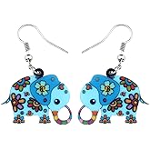 BONSNY Acrylic Africa Jungle Elephant Drop Dangle Statement for Women Earrings Jewelry Charms Gifts