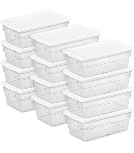 Simplify Storage Bins With Lids | Dimensions: 13.23"x 7.5"x 4.5" |6 Pack| Stackable | Nestable Bins | Great For Clothing | Books | Household Items | Shoes | Home Organization | Clear
