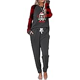 MSONWANY Pajamas Set Two Piece Outfits for Women Christmas Printing Sweatsuits Sets Lounge Suit Jogger Tracksuit Set