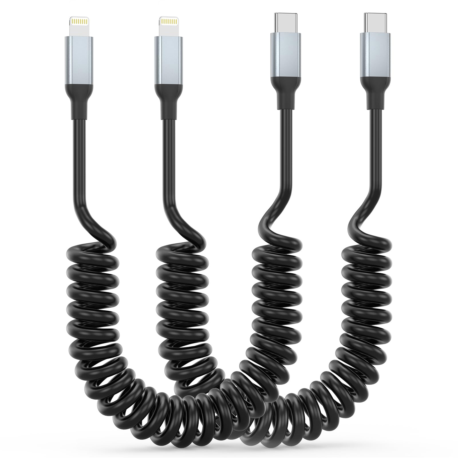 Photo 1 of Coiled USB C to Lightning Cable, 2Pack USB Type C to Lightning Cable Retractable iPhone Charger Cord for Car Short USBC iPhone Charger for iPhone14/13/12/11 Pro Max/XS MAX/XR/XS/X/8/7/Plus/6S iPad