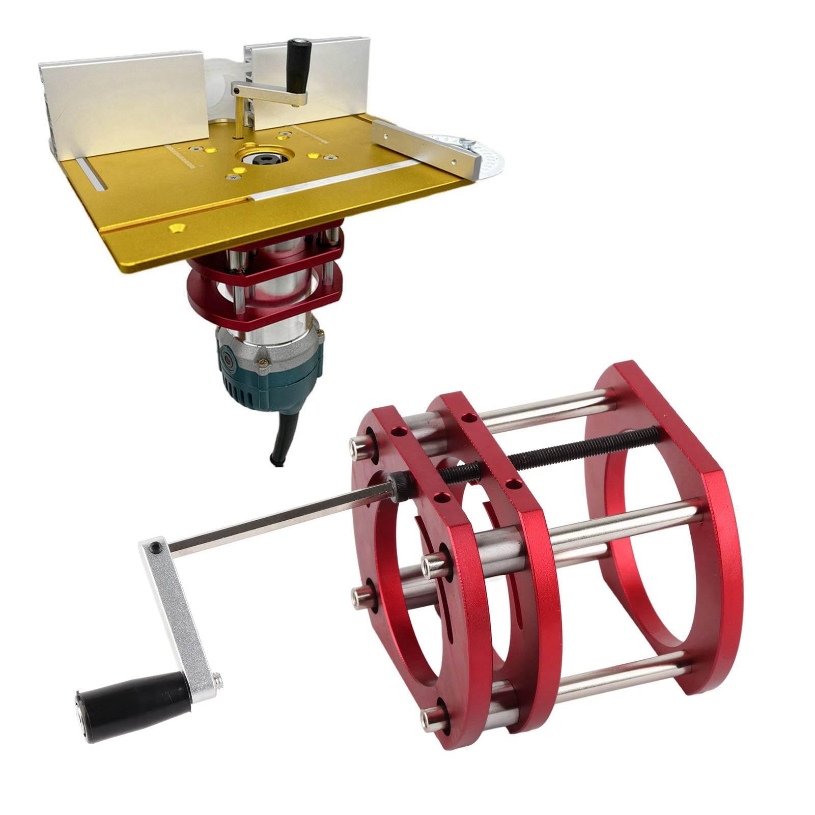 BONKZEBU Router Lift Base - High-Strength Corrosion Resistant 4 Jaw Clamping Table Base for Small Trimming Machines with Aluminum Alloy & Stainless Steel