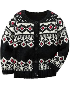 Girl Fair Isle Cardigan; Black, 2 Toddler