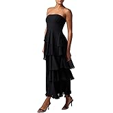 Lulus Jovie Strapless Tiered MIDI Dress