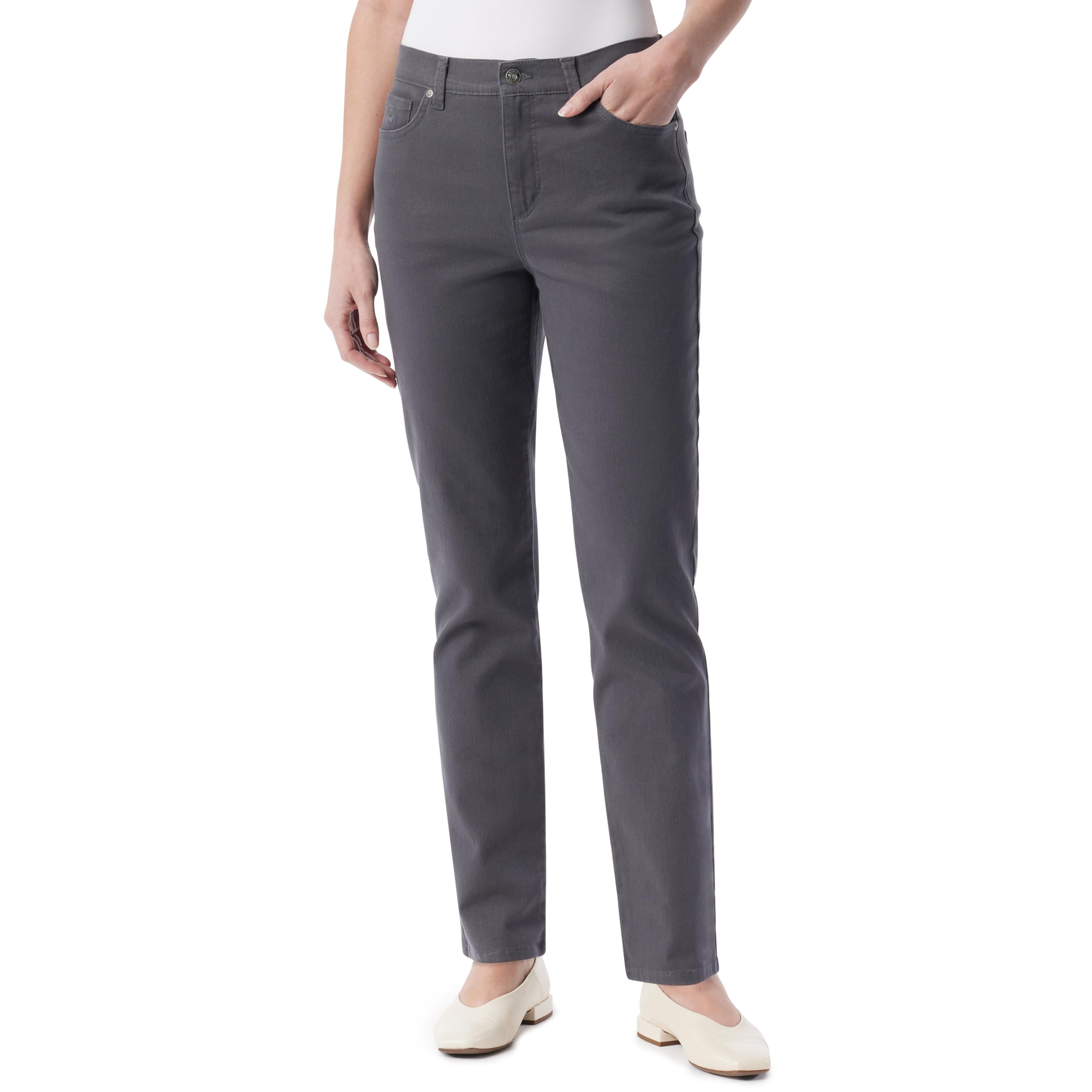 Gloria Vanderbilt Women’s Amanda Classic High Rise Tapered Jean Standard, Boulder Grey