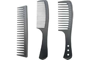 RABETLY 3 PCS Carbon Fiber Anti Static Comb, Heat Resistant Comb-Fine and Wide Tooth Hair Comb for Men and Women, Professional for Hair Stylist
