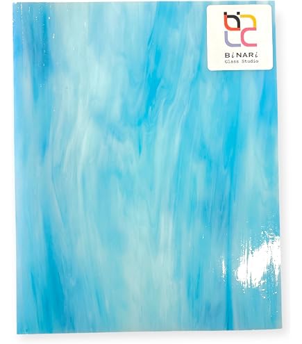 Sky Blue Wispy Opal Stained Glass Sheet - 10"x8" X 3mm Thick, Wissmach Glass By Sun And Moon Stained Glass