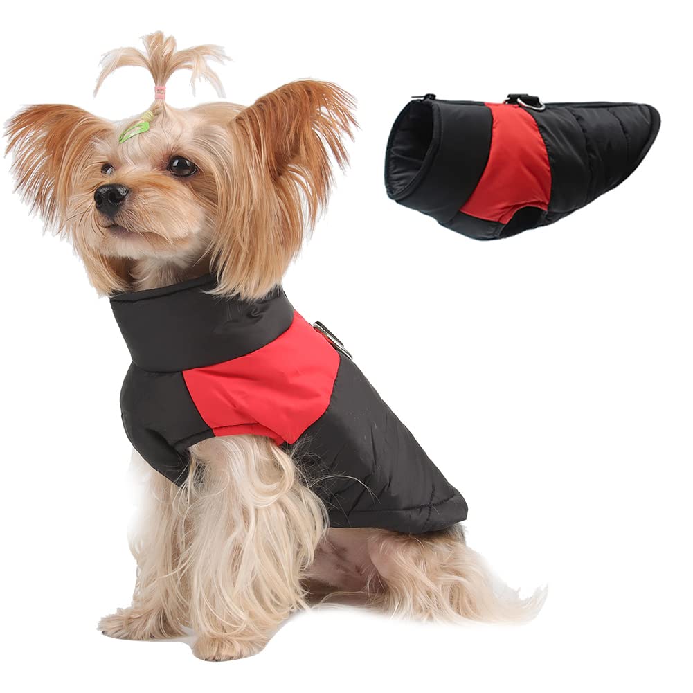 Novetec Dog Winter Coat, Waterproof Jacket for Small to Large Dogs & Cats, Windproof Pet Clothes with Harness Hole (Red, 5XL)