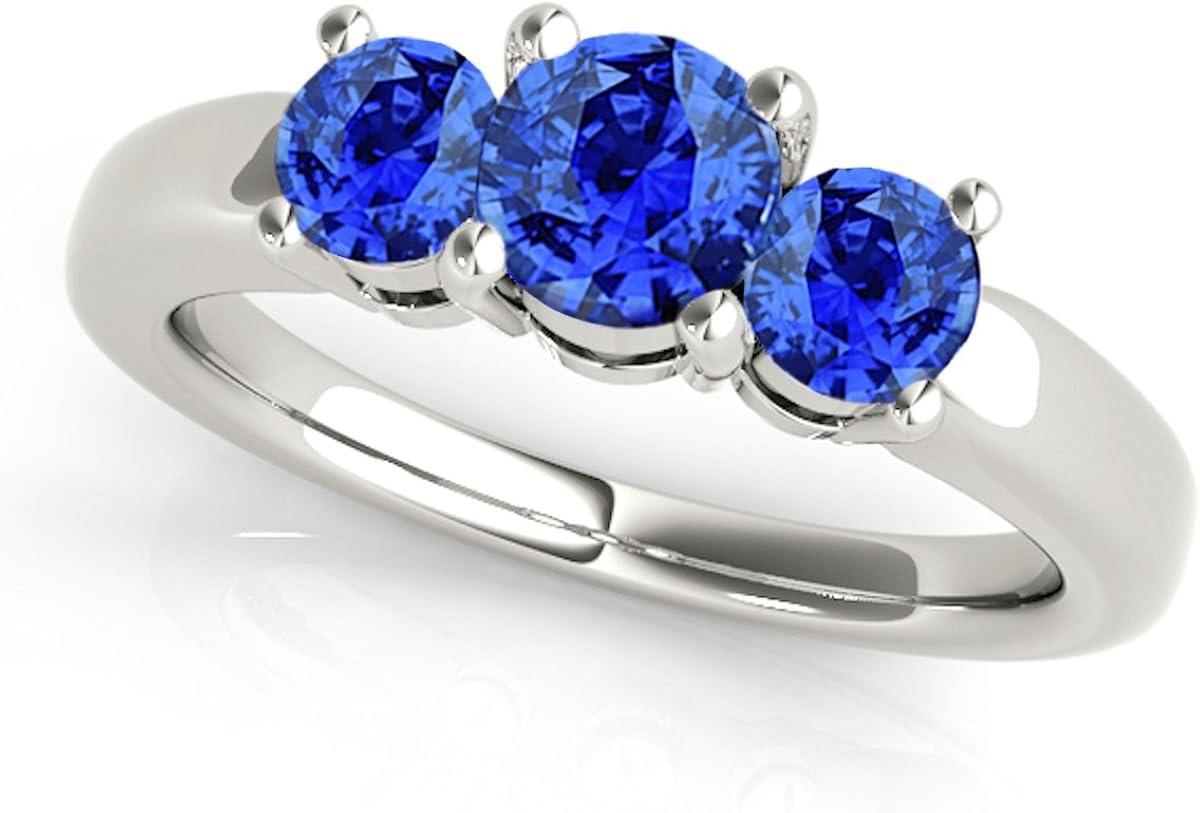 Amazon Com 1 Ct Ttw 3 Stone Tanzanite Ring In 14k White Gold Jewelry