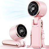 Bearwind Portable Handheld Turbo Fan - 5 Gear High Speed 4000mAh Rechargeable Mini Personal Hand Fan Blow Cold Air, Battery Operated Travel Essentials, Beach Vacation, Gifts for Women, Men (Pink)