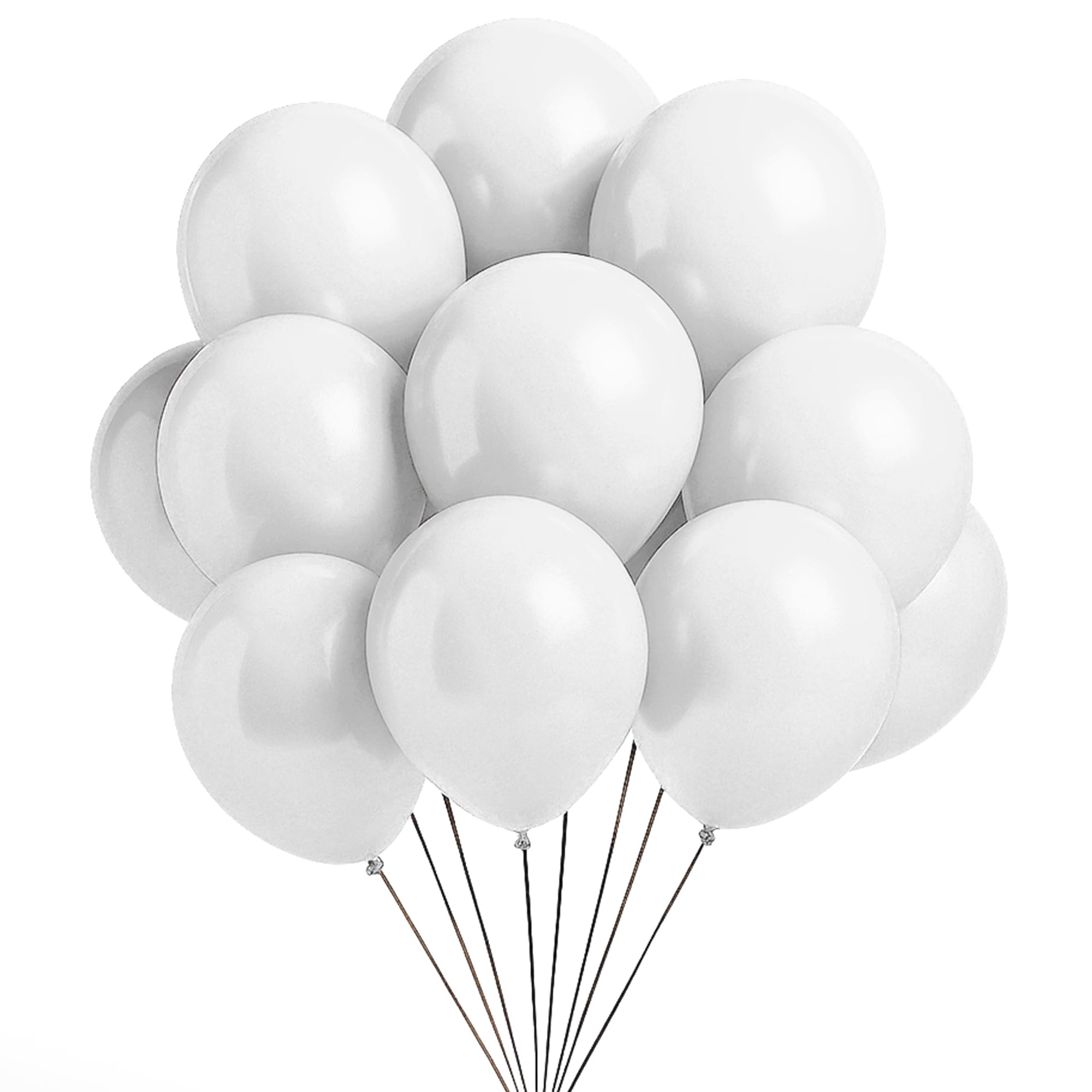 Trimming Shop 10 Inch Premium Latex Balloons, Thick Strong White Party Balloons for Birthday Decorations, Wedding, Baby Shower, Balloon Arch, Garland, Helium or Air Use, 100pcs