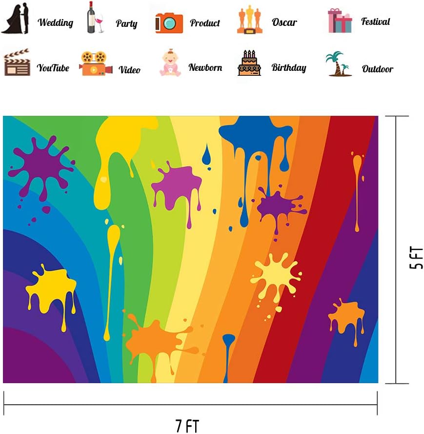 Amazon Com Phmojen 7x5ft Graffiti Style Backdrop Rainbow Color Paint Splash Background Hip Hop 90s Party Banner Photo Shooting Props Bjlsph370 Camera Photo