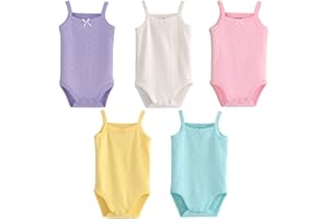 Baby Girls Spaghetti Strap Bodysuit Sleeveless Baby Tank Top Cotton Baby One-Pieces Pack of Summer Baby Clothes Outfit