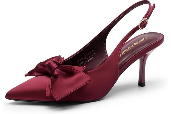 DREAM PAIRS Women's Slingback Stiletto High Heels with Bow | 3 Inch Kitten Heels ,Pointed Toe,Dress Shoes Pumps ,Closed Toe,f