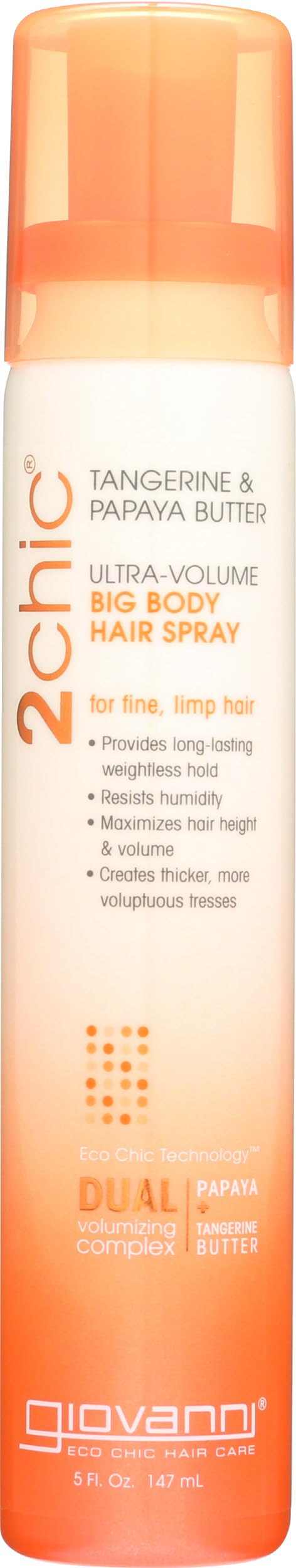 Giovanni 2chic Ultra-Volume Big Body Hair Spray with Tangerine and Papaya Butter, 5 Fluid Ounce